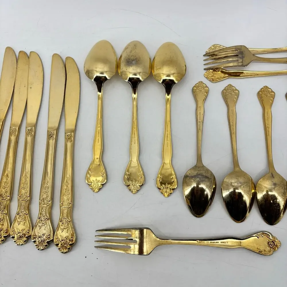 Rogers Stainless Steel Gold Tone Flatware Repurpose DIY Crafting